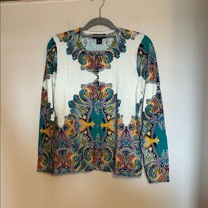 August silk button front long sleeve cardigan cotton/nylon/viscose like new PM